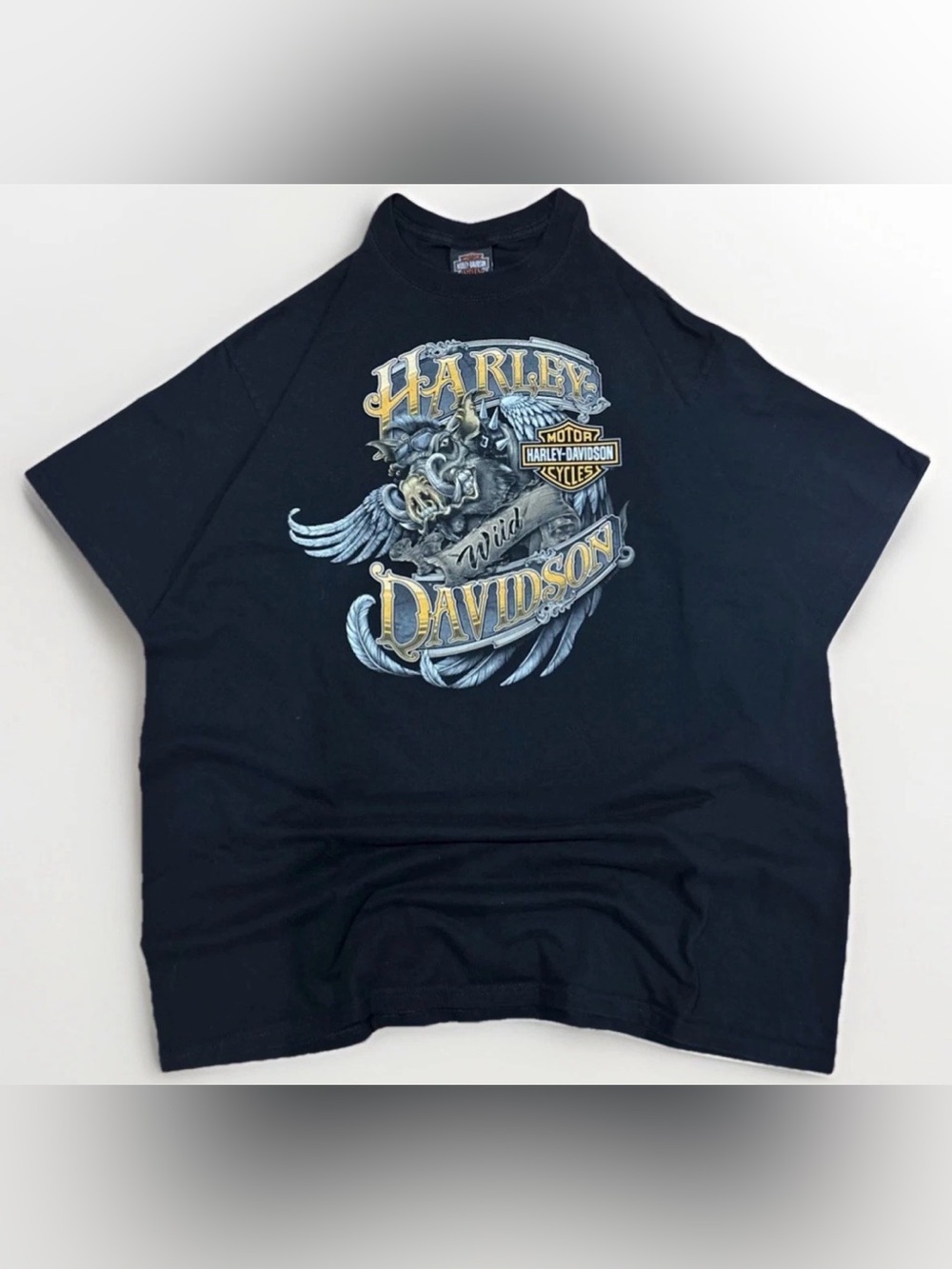Vintage Harley Davidson T-Shirt Wild Hog Graphic 2XL Tifton Georgia Stratman Y2K